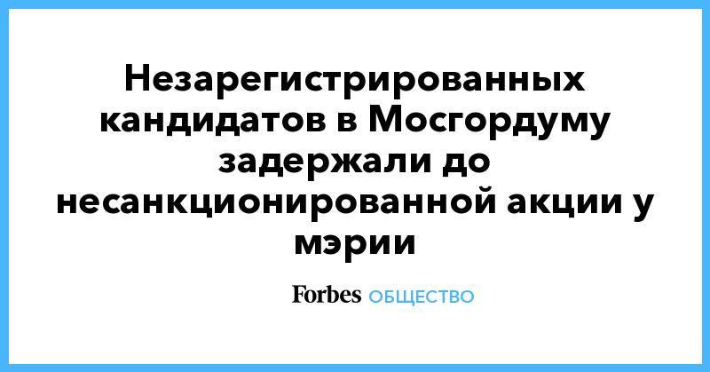 Незарегистрированных кандидатов в Мосгордуму задержали до несанкционированной акции у мэрии - forbes.ru - Москва