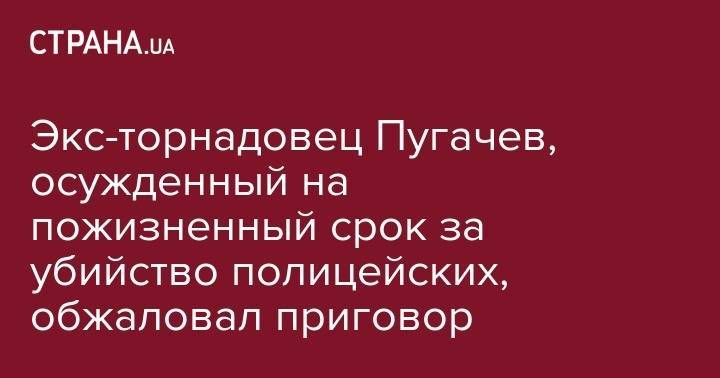 Экс-торнадовец Пугачев, осужденный на пожизненный срок за убийство полицейских, обжаловал приговор - strana.ua - Берлин - Днепропетровск