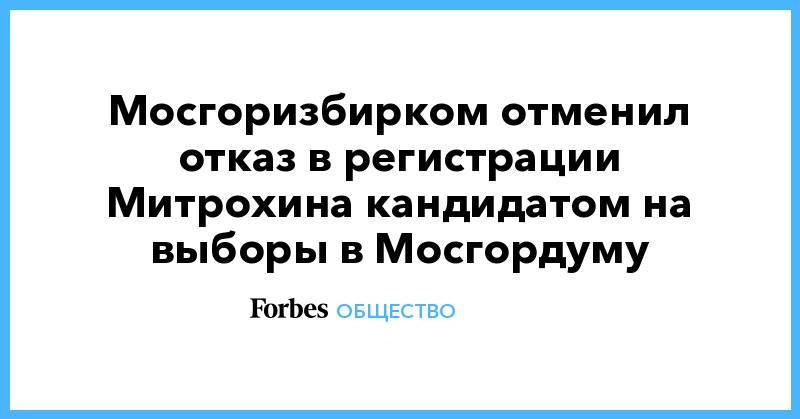 Валентин Горбунов - Мосгоризбирком отменил отказ в регистрации Митрохина кандидатом на выборы в Мосгордуму - forbes.ru - Москва