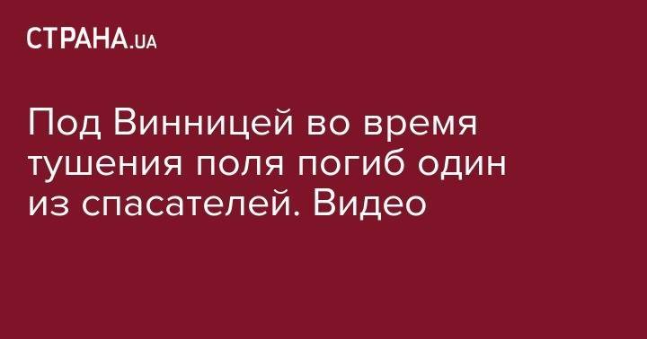 Под Винницей во время тушения поля погиб один из спасателей. Видео - strana.ua - Россия - Киев - Винницкая обл.