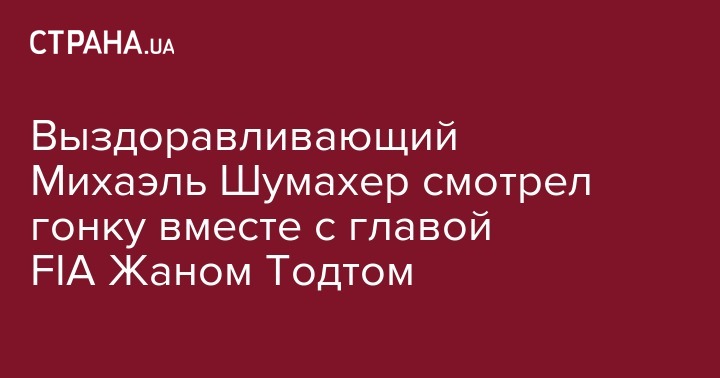 Михаэль Шумахер - Жан Тодт - Выздоравливающий Михаэль&nbsp;Шумахер смотрел гонку вместе с главой FIA Жаном Тодтом - strana.ua - Швейцария