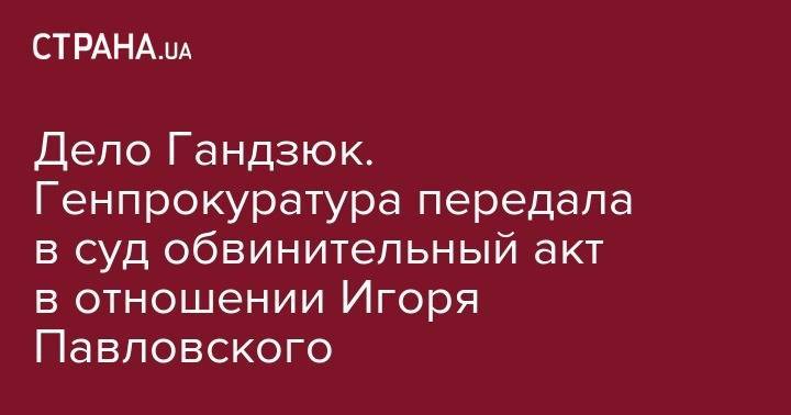 Екатерина Гандзюк - Игорь Павловский - Владислав Мангер - Алексей Левин - Дело Гандзюк. Генпрокуратура передала в суд обвинительный акт в отношении Игоря Павловского - strana.ua - Украина - Херсон - Днепропетровская обл.