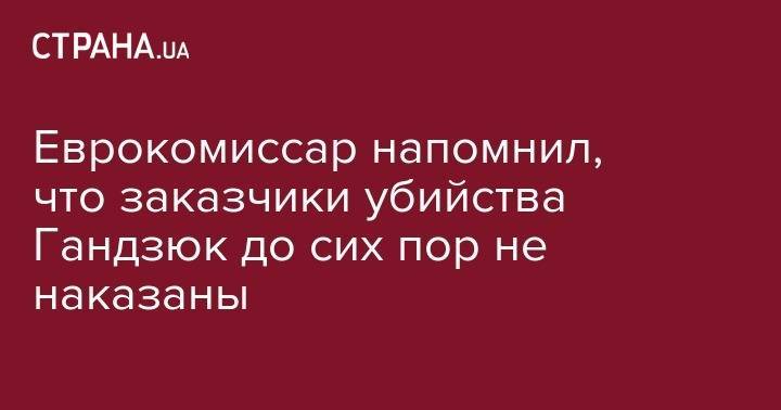 Екатерина Гандзюк - Еврокомиссар напомнил, что заказчики убийства Гандзюк до сих пор не наказаны - strana.ua - Херсон
