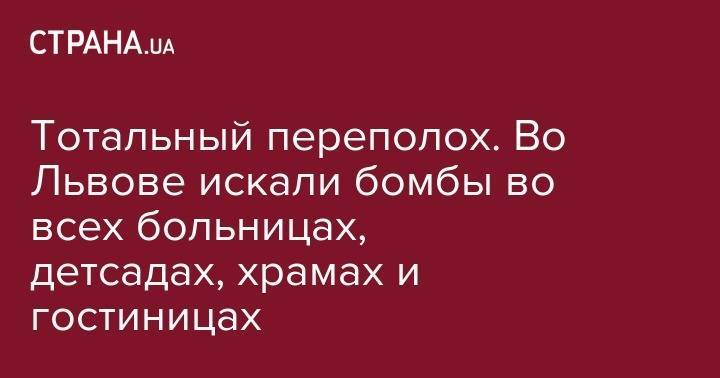 Тотальный переполох. Во Львове искали бомбы во всех больницах, детсадах, храмах и гостиницах - strana.ua - Львов - Львовская обл.