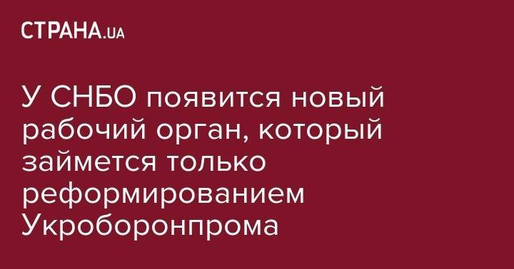 Александр Данилюк - У СНБО появится новый рабочий орган, который займется только реформированием Укроборонпрома - strana.ua - Украина