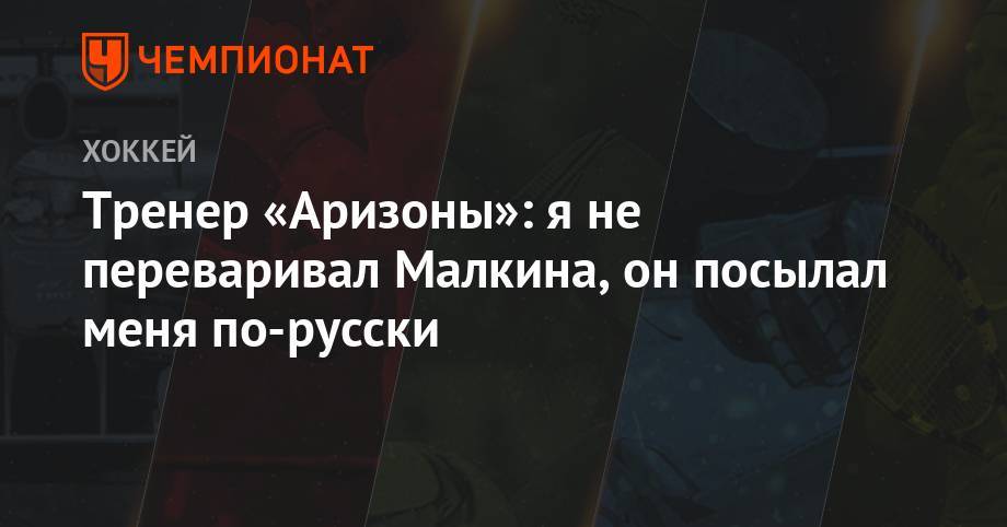 Евгений Малкин - Майк Салливан - Тренер «Аризоны»: я не переваривал Малкина, он посылал меня по-русски - championat.com - шт.Флорида - шт. Аризона