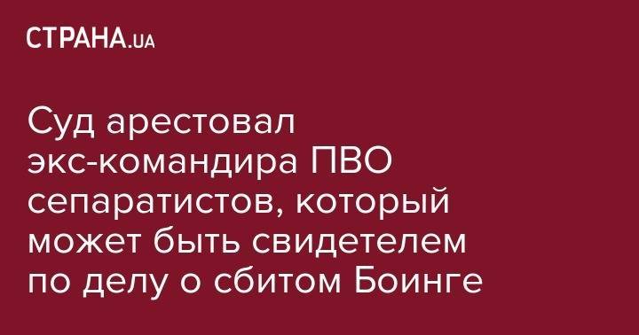 Владимир Цемах - Суд арестовал экс-командира ПВО сепаратистов, который может быть свидетелем по делу о сбитом Боинге - strana.ua - Россия - Украина - Киев - обл. Донецкая - ДНР - Малайзия
