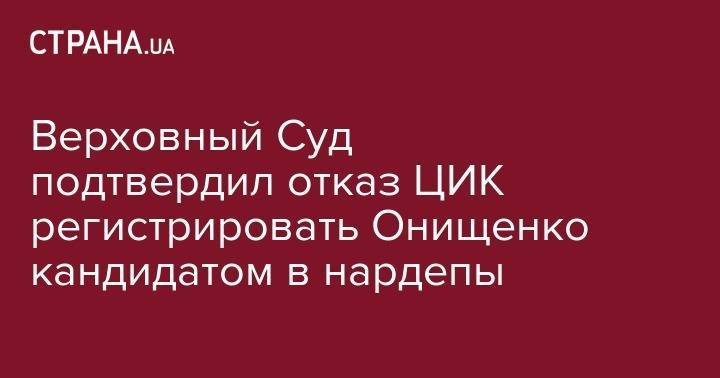 Александр Онищенко - Верховный Суд подтвердил отказ ЦИК регистрировать Онищенко кандидатом в нардепы - strana.ua - Украина - Киевская обл.