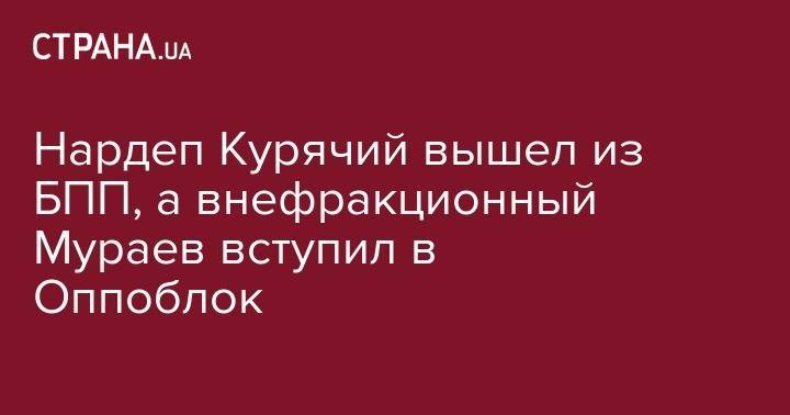 Александр Вилкул - Евгений Мураев - Нардеп Курячий вышел из БПП, а внефракционный Мураев вступил в Оппоблок - strana.ua - Украина - Днепр - Харьковская обл.