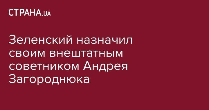 Владимир Зеленский - Гео Лерос - Зеленский назначил своим внештатным советником Андрея Загороднюка - strana.ua - Украина