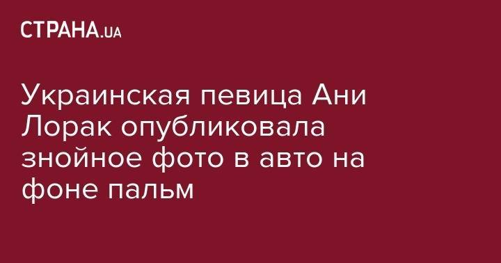 Ани Лорак - Украинская певица Ани Лорак опубликовала знойное фото в авто на фоне пальм - strana.ua - США - Украина