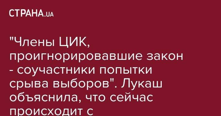 Елена Лукаш - "Члены ЦИК, проигнорировавшие закон - соучастники попытки срыва выборов". Лукаш объяснила, что сейчас происходит с бюллетенями - strana.ua - Украина