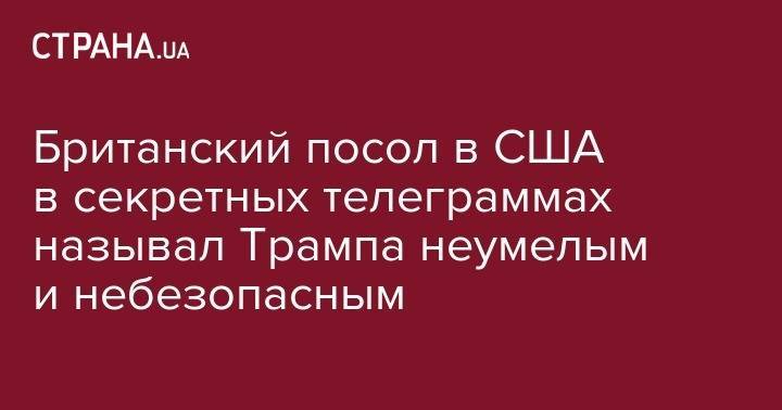 Борис Джонсон - Британский посол в США в секретных телеграммах называл Трампа неумелым и небезопасным - strana.ua - США - Украина - Англия