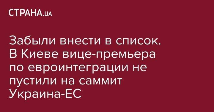 Иванна Климпуш-Цинцадзе - Забыли внести в список. В Киеве вице-премьера по евроинтеграции не пустили на саммит Украина-ЕС - strana.ua - Украина - Киев