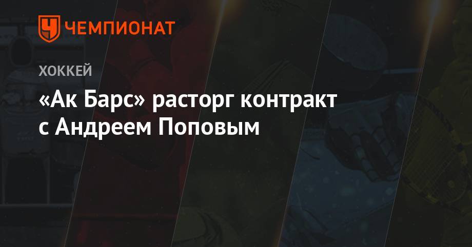 Андрей Попов - «Ак Барс» расторг контракт с Андреем Поповым - championat.com