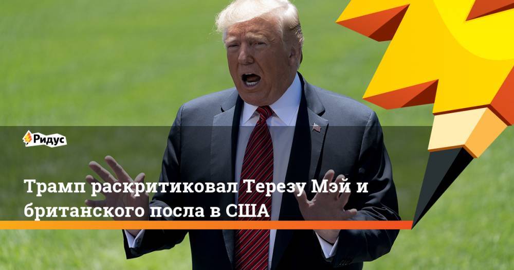 Дональд Трамп - Тереза Мэй - Ким Дэррок - Трамп раскритиковал Терезу Мэй и британского посла в США. Ридус - ridus.ru - США - Англия