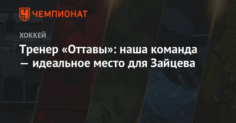 Никита Зайцев - Тренер «Оттавы»: наша команда — идеальное место для Зайцева - championat.com - Оттава