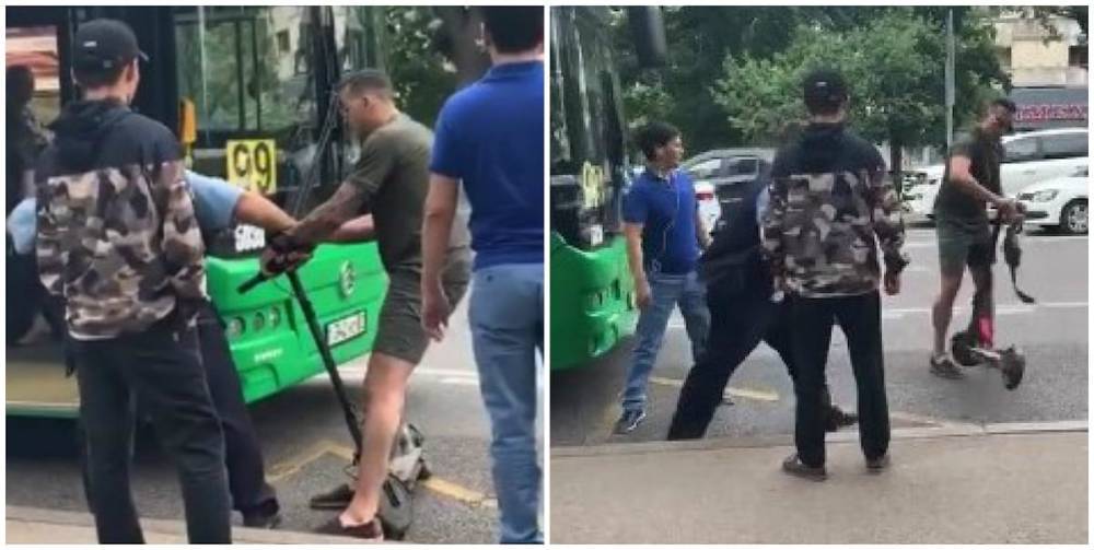 Видео драки самокатчика с водителем автобуса прокомментировали в полиции Алматы - nur.kz - Алма-Ата - Алматинская обл.