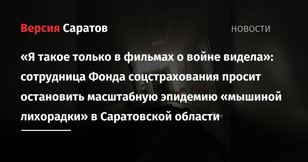 «Я такое только в фильмах о войне видела»: сотрудница Фонда соцстрахования просит остановить масштабную эпидемию «мышиной лихорадки» в Саратовской области - nversia.ru - Саратов
