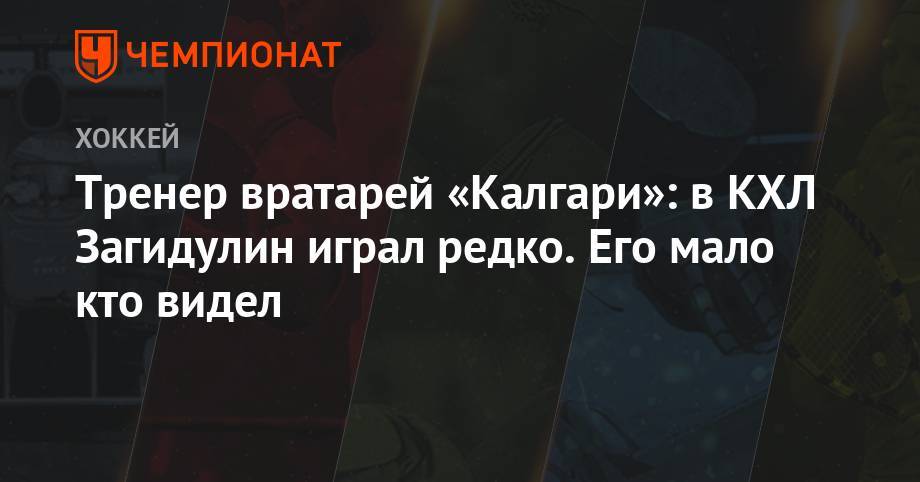 Василий Кошечкин - Тренер вратарей «Калгари»: в КХЛ Загидулин играл редко. Его мало кто видел - championat.com
