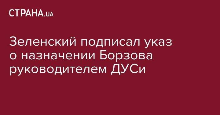 Владимир Зеленский - Сергей Борзов - Зеленский подписал указ о назначении Борзова руководителем ДУСи - strana.ua - Украина - Винницкая обл.