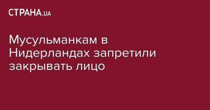 Мусульманкам в Нидерландах запретили закрывать лицо - strana.ua - Австрия - Бельгия - Франция - Иран - Болгария - Дания - Голландия