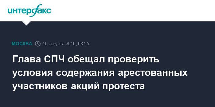 Михаил Федотов - Глава СПЧ обещал проверить условия содержания арестованных участников акций протеста - interfax.ru - Москва - Россия - Москва