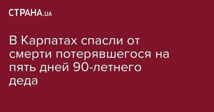 В Карпатах спасли от смерти потерявшегося на пять дней 90-летнего деда - strana.ua - Закарпатская обл. - район Раховский