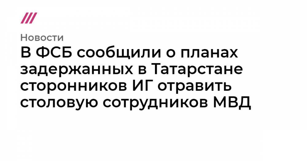 В ФСБ сообщили о планах задержанных в Татарстане сторонников ИГ отравить столовую сотрудников МВД - tvrain.ru - Россия - респ. Татарстан - Нижнекамск