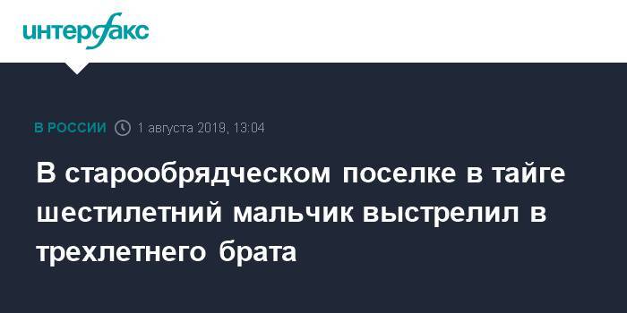 В старообрядческом поселке в тайге шестилетний мальчик стрелял в трехлетнего брата - interfax.ru - Москва - Красноярский край - Красноярск - Красноярск