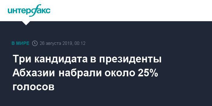 Рауль Хаджимба - Алхас Квициния - Три кандидата в президенты Абхазии набрали около 25% голосов - interfax.ru - Москва - Апсны