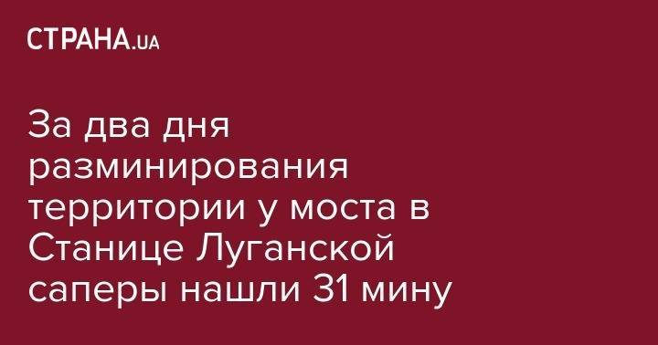 За два дня разминирования территории у моста в Станице Луганской саперы нашли 31 мину - strana.ua - Украина - станица Луганская