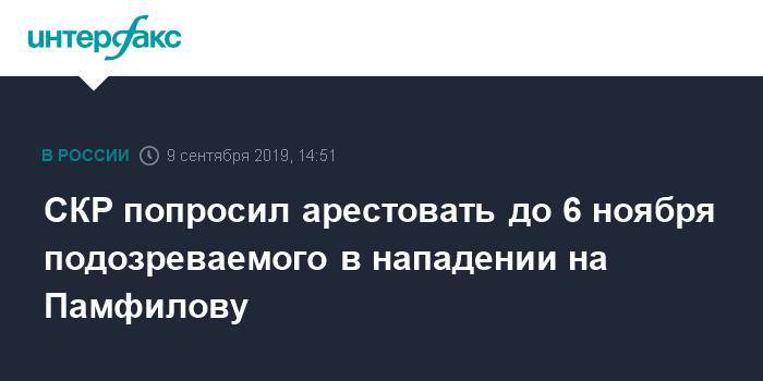 Элла Памфилова - Юнона Царева - СКР попросил арестовать до 6 ноября подозреваемого в нападении на Памфилову - interfax.ru - Москва - Московская обл. - Московская область