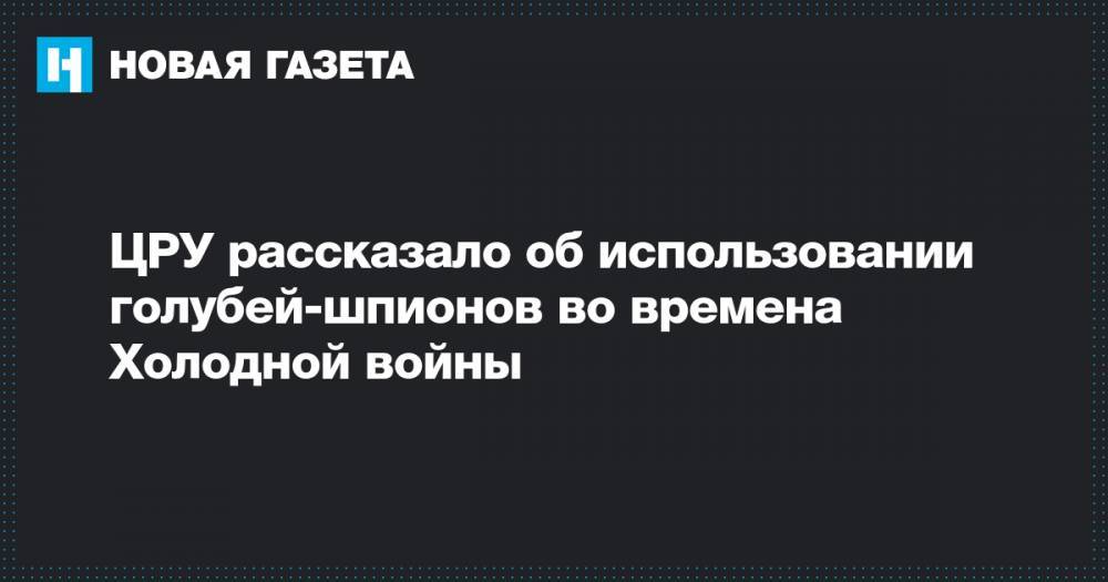 ЦРУ рассказало об использовании голубей-шпионов во времена Холодной войны - novayagazeta.ru - США