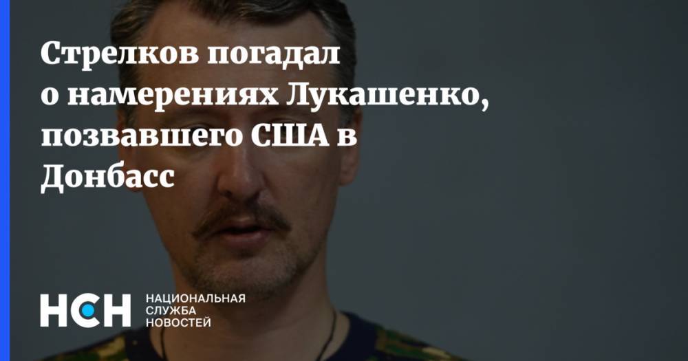 Александр Лукашенко - Игорь Гиркин - Дэвид Хейл - Стрелков погадал о намерениях Лукашенко, позвавшего США в Донбасс - nsn.fm - США - Белоруссия - ДНР