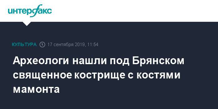 Археологи нашли под Брянском священное кострище с костями мамонта - interfax.ru - Москва - Россия - Брянск