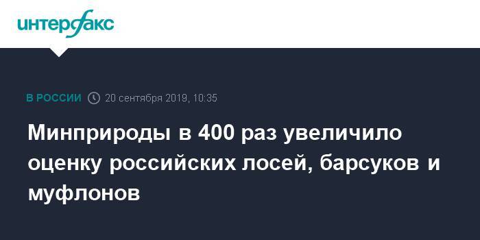 Минприроды в 400 раз увеличило оценку российских лосей, барсуков и муфлонов - interfax.ru - Москва - Россия