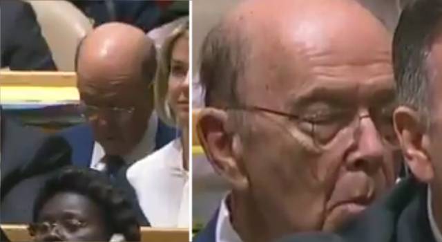 Дональд Трамп - Майк Помпео - Уилбур Росс - Видео: министр торговли США в очередной раз уснул во время речи Трампа - ren.tv - США