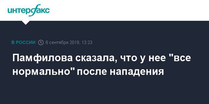 Элла Памфилова - Памфилова сказала, что у нее "все нормально" после нападения - interfax.ru - Москва - Московская область