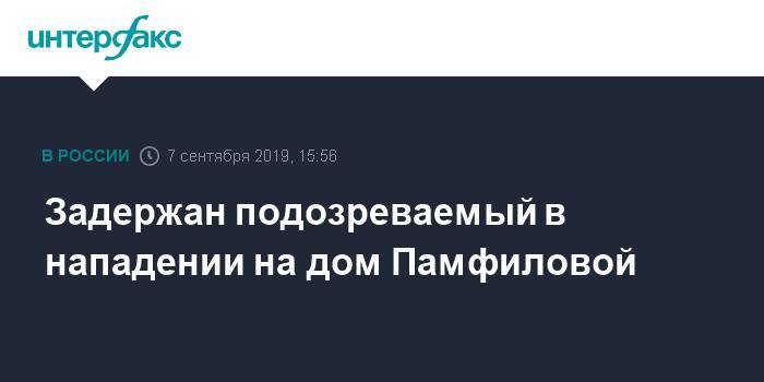 Элла Памфилова - Ирина Волк - Задержан подозреваемый в нападении на дом Памфиловой - interfax.ru - Москва - Россия