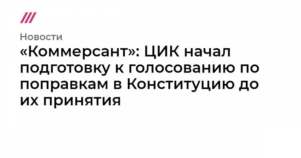 Элла Памфилова - «Коммерсант»: ЦИК начал подготовку к голосованию по поправкам в Конституцию до их принятия - tvrain.ru