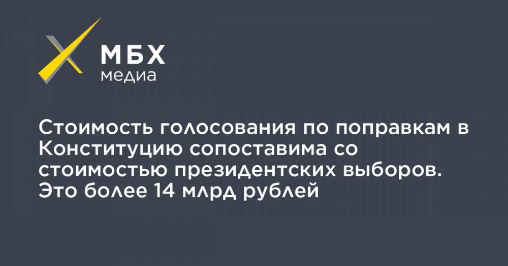 Элла Памфилова - Стоимость голосования по поправкам в Конституцию сопоставима со стоимостью президентских выборов. Это более 14 млрд рублей - mbk.news