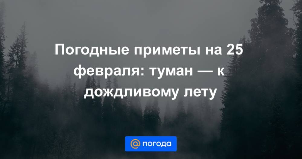 Погодные приметы на 25 февраля: туман — к дождливому лету - news.mail.ru