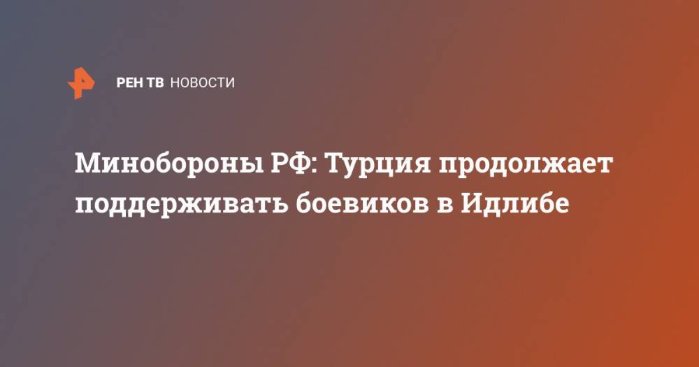 Олег Журавлев - Минобороны РФ: Турция продолжает поддерживать боевиков в Идлибе - ren.tv - Россия - Сирия - Турция