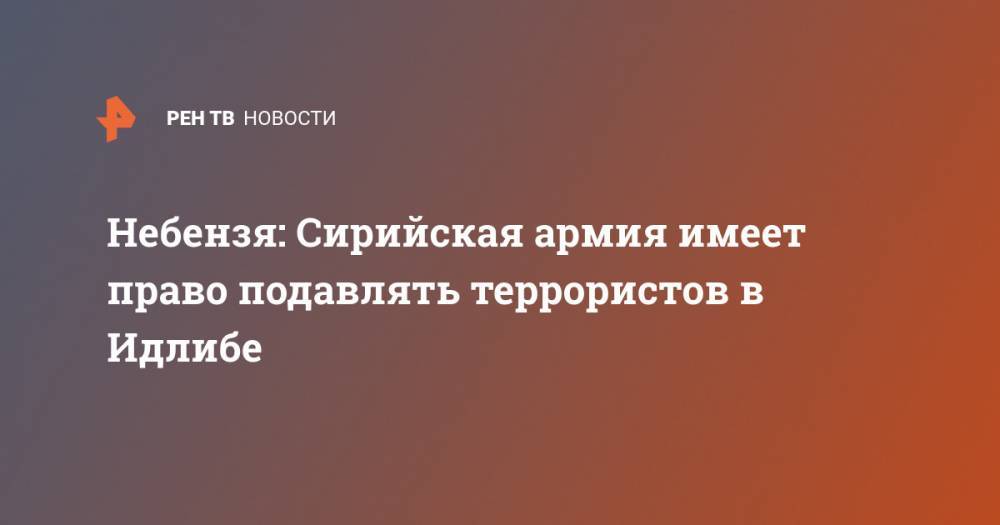 Василий Небензя - Небензя: Сирийская армия имеет право подавлять террористов в Идлибе - ren.tv - Москва - Россия - Сирия - Турция