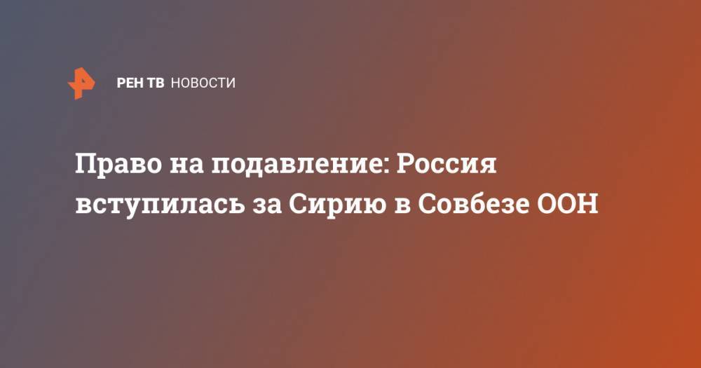 Василий Небензя - Право на подавление: Россия вступилась за Сирию в Совбезе ООН - ren.tv - Россия - Сирия - Турция