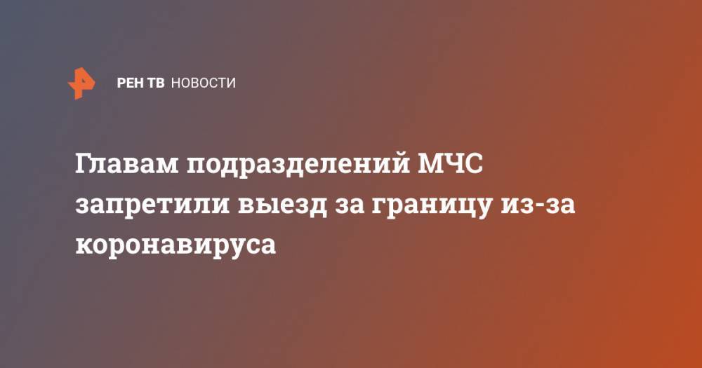 Главам подразделений МЧС запретили выезд за границу из-за коронавируса - ren.tv - Россия