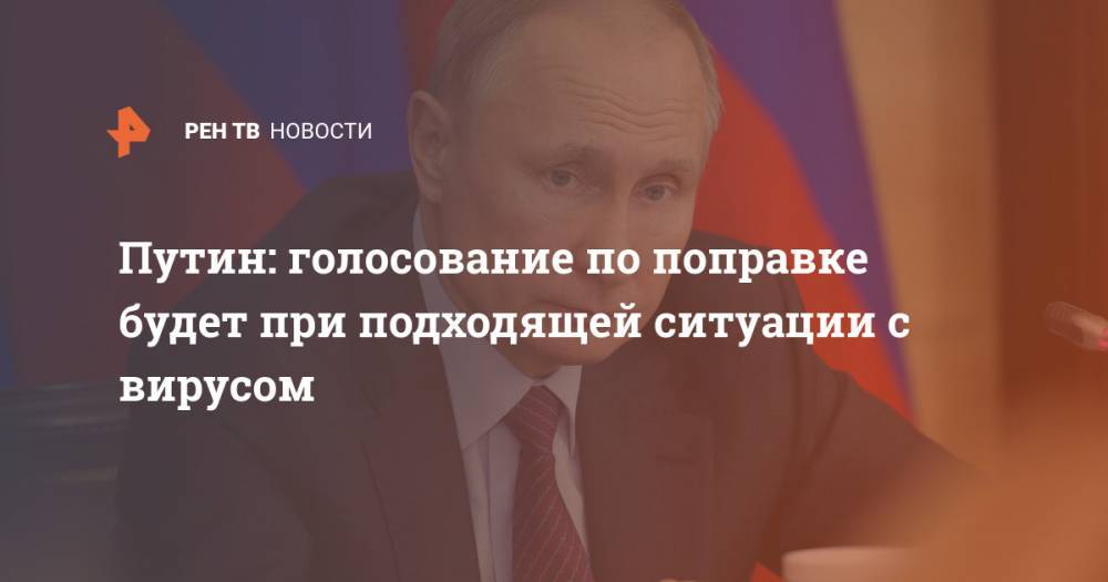 Владимир Путин - Элла Памфилова - Путин: голосование по поправке будет при подходящей ситуации с вирусом - ren.tv - Россия