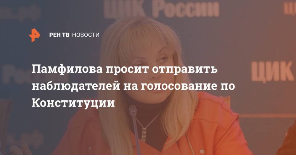 Элла Памфилова - Памфилова просит отправить наблюдателей на голосование по Конституции - ren.tv - Россия