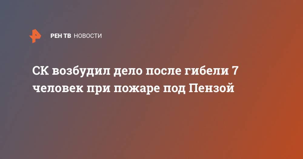СК возбудил дело после гибели 7 человек при пожаре под Пензой - ren.tv - Россия - Пензенская обл. - Пенза